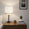 Lámpara de mesa E27 ajustable Oriana de metal negro