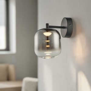Aplique de pared LED Lissy negro vidrio smoke degradado