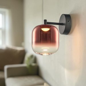 Aplique de pared LED Lissy negro vidrio gold degradado