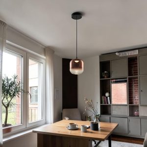 Lampara colgante LED Lissy negro vidrio cobre degradado
