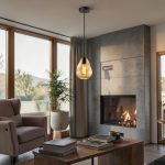Lampara colgante Vera negro vidrio amber