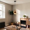 Lampara colgante Mila negro vidrio amber