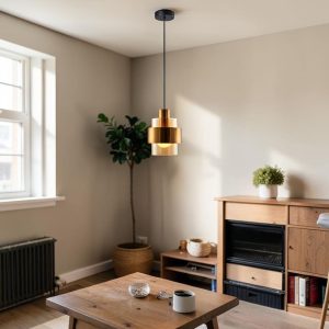 Lampara colgante Mila negro vidrio amber