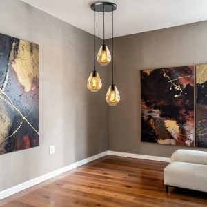 Lampara colgante Vera negro vidrio amber