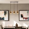 Lampara colgante Mila 3xE27 negro vidrio amber