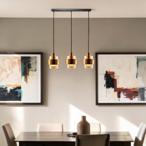 Lampara colgante Mila negro vidrio amber