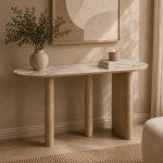 Consola Ema con top de cerámica y base beige