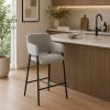 Taburete estático con respaldar Zoe de tapiz gris