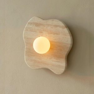 Aplique de pared G9 Adella travertino y vidrio