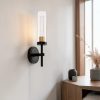 Aplique de pared Sily E14 negro con vidrio