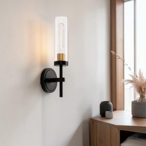 Aplique de pared Sily E14 negro con vidrio