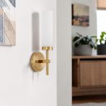 Aplique de pared Sily E14 brass con vidrio