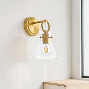 Aplique de pared Marin E27 dorado con vidrio