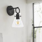 Aplique de pared Marin E27 negro con vidrio
