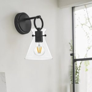 Aplique de pared Marin E27 negro con vidrio