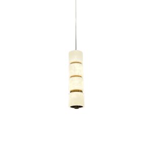 Lámpara LED colgante Rocky brass y piedra luz cálida