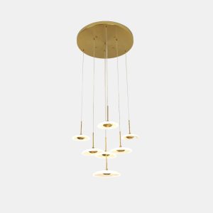 Lámpara LED colgante Flow brass con vidrio luz cálida 21W