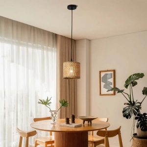 Farmhouse Boho Wooden Pendant Light