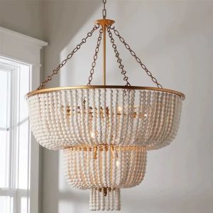 Lámpara colgante Kala 6xE27 metal dorado y madera