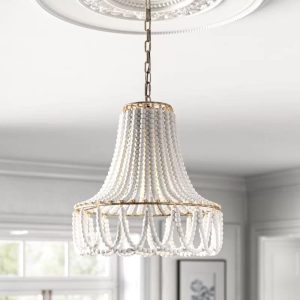 Lámpara colgante Merida 3xE27 metal dorado y madera