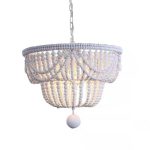 Lámpara colgante Lucine 4xE27 metal blanco y madera