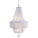 Lámpara colgante Aylin 4xE27 metal blanco y madera