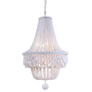 Lámpara colgante Aylin 4xE27 metal blanco y madera