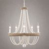 Lámpara colgante Tina 6xE27 metal y madera blanca