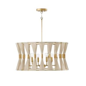 Lámpara colgante Romi 6xE14 metal dorado y cuerda