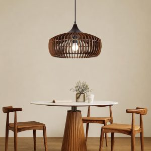 Lámpara colgante Beatriz E27 metal y madera walnut