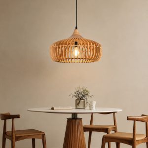 Lámpara colgante Beatriz E27 metal y madera roble