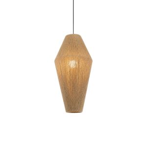 Lámpara colgante Sheril E27 metal y fibra natural 30x60cm