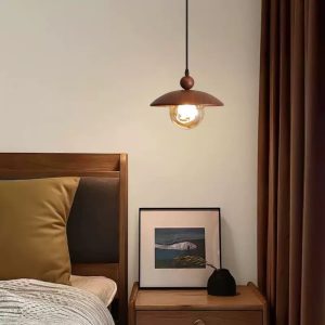 Lámpara colgante Michelle E27 metal y madera walnut