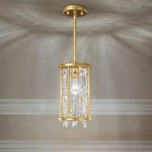 Lámpara colgante E14 Dania brass con cristal