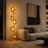 Lámpara de pedestal 6xG9 Lila dorado vidrio ámbar