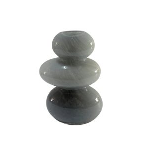 Florero de vidrio con curvas color gris 20cm