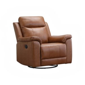 Reclinable individual manual Mirna tipo cuero café