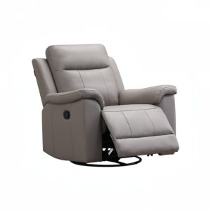 Reclinable individual manual Mirna tipo cuero gris