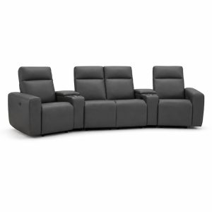 Sala cine en casa Bowie reclinable 4P gris con consola