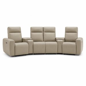 Sala cine en casa Bowie reclinable 4P beige con consola