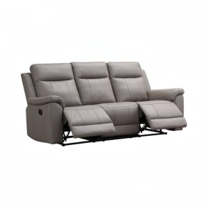 Reclinable triple manual Mirna tipo cuero gris