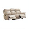Reclinable triple manual Mirna tipo cuero beige