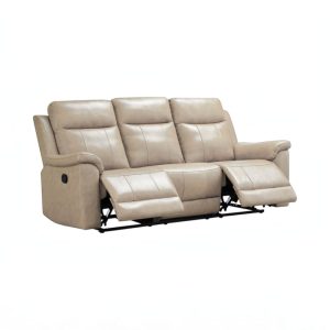 Reclinable triple manual Mirna tipo cuero beige