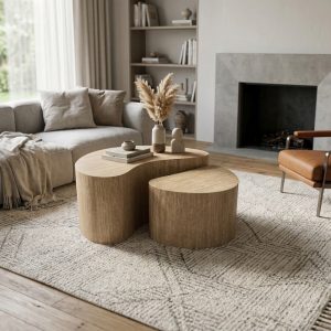 Set x2 mesas de centro Rowan tipo travertino beige