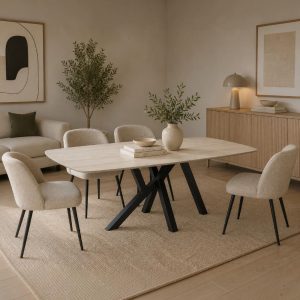 Mesa de comedor rectangular 160x76 top piedra sinterizada