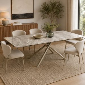 Mesa comedor rectangular 140×90 extensible top piedra