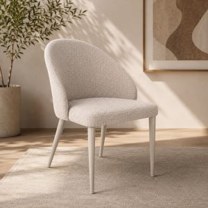 Silla de comedor sin brazos Tyra tapiz taupe claro