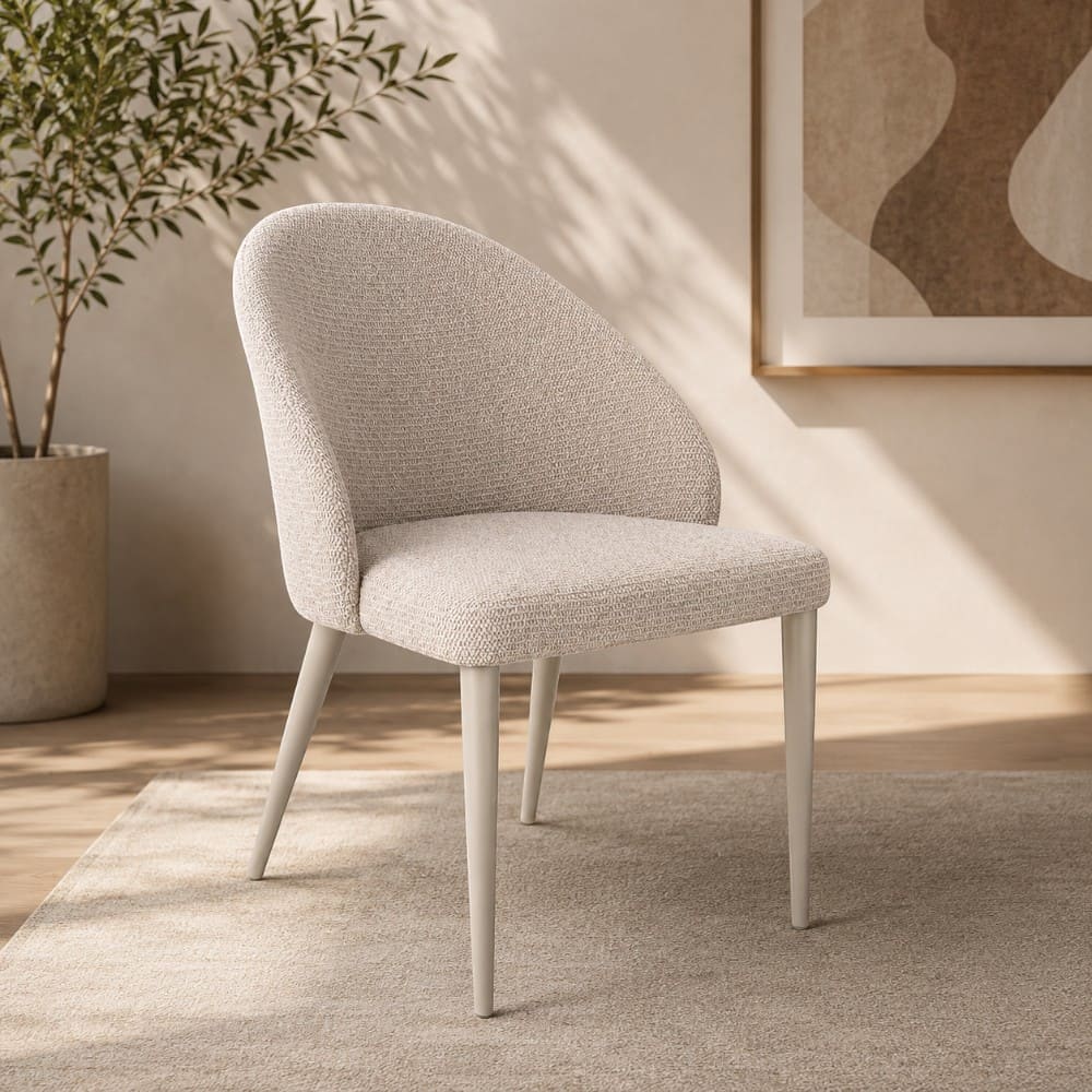 Silla de comedor sin brazos Tyra tapiz taupe claro