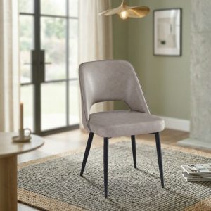 Silla de comedor sin brazos Karim de tapiz taupe