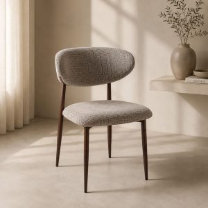 Silla de comedor sin brazos Tyra de tela café claro